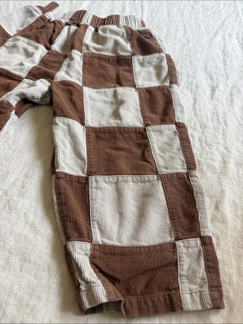 Rylee + Cru Kids Brown & Cream Check Patchwork Pants Size 4/5T